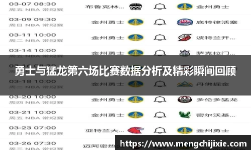 勇士与猛龙第六场比赛数据分析及精彩瞬间回顾